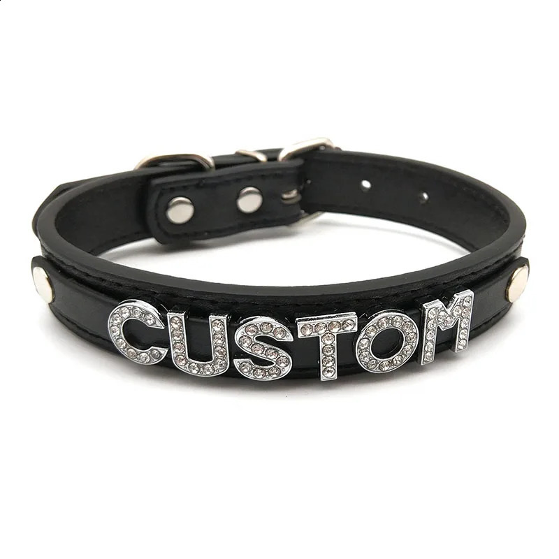 Sexy PU Leather Custom Name Letters Choker Collar Necklaces Men Women Personalized Cosplay Customized Chocker Jewelry 240914