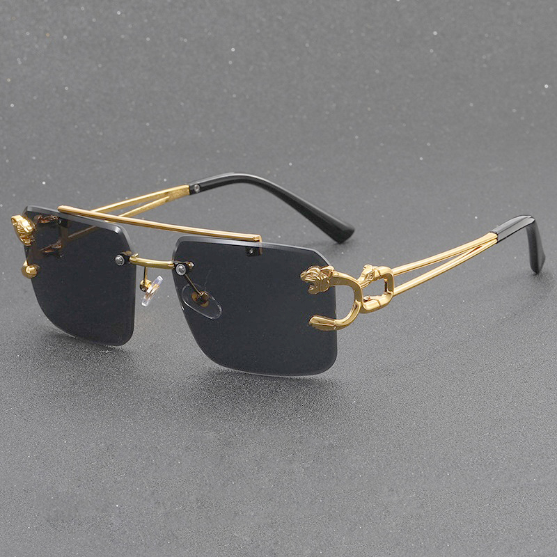 Square Rimless Sunglasses Men Rectangle Fashion Popular Men Shades Small Sun Glasses For Female Male Summer Traveling Purple S136 IVISTA