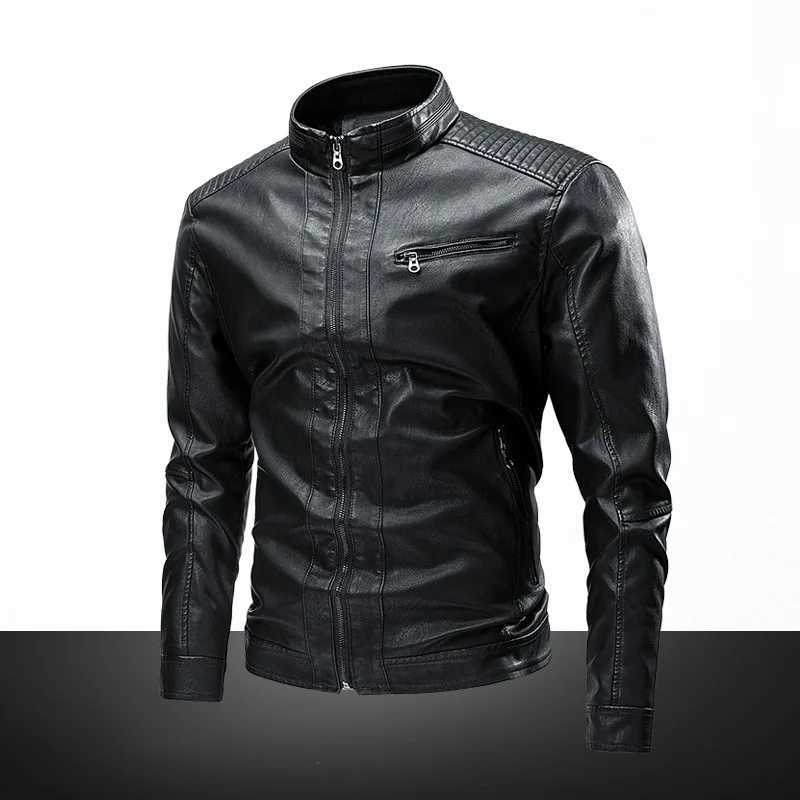 Mens Slim 2024 PU Leather Jacket Motorcycle Mens Jacket Autumn Winter Warm Black Outdoor Coat Coats 5XL Plus Szie W240918
