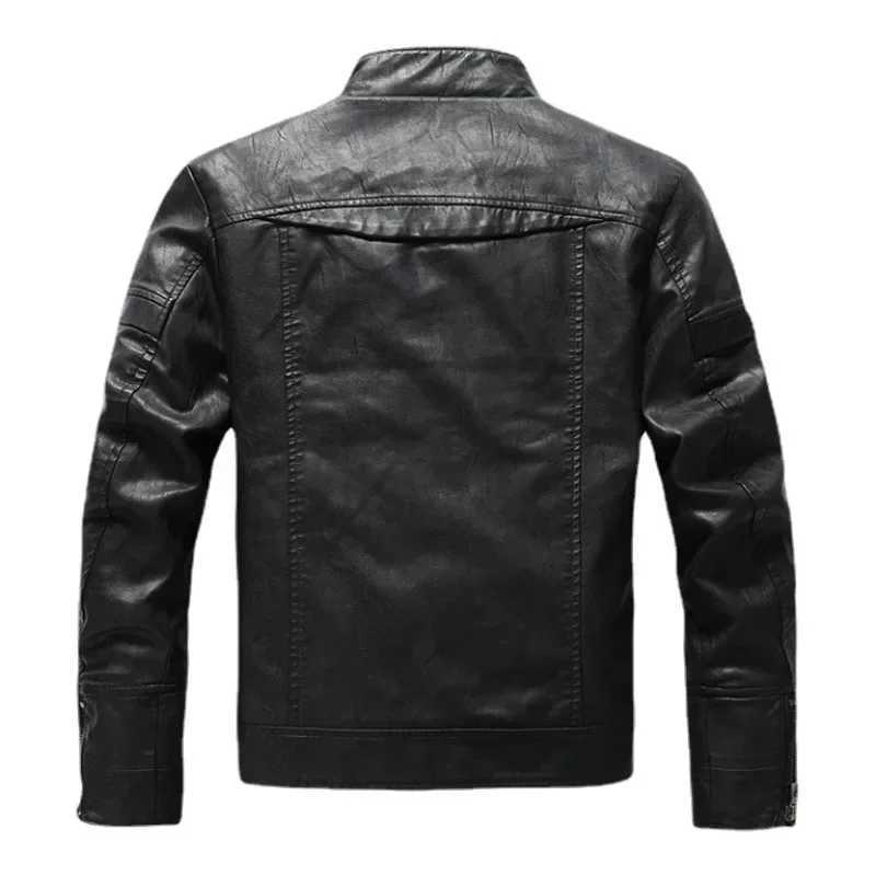 Mens Retro Casual Motorcycle Artificial Leather Jacket Mens Motorcycle Ultra Thin Wool Jacket Autumn Winter Fashion Leather Jacket W240918