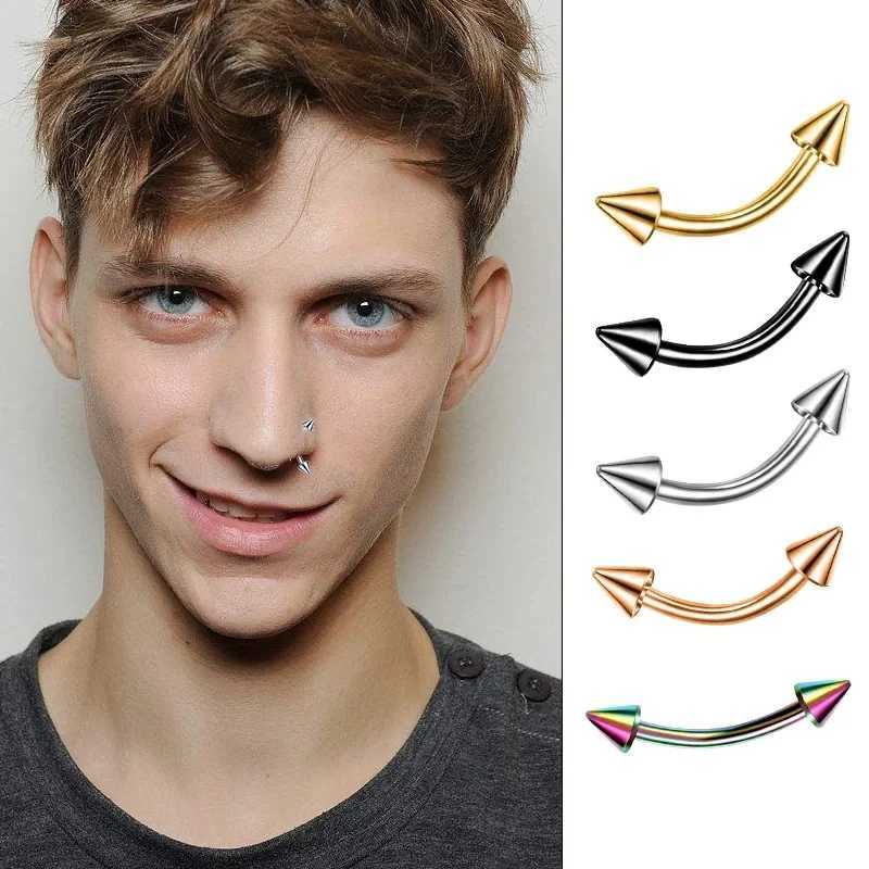 1Pcs Eyebrow Lip Piercing Banana Shape Nose Ring Stainless Steel Curved Barbell Stud Helix Navel Cartilage Earring Body Jewelry Y240921