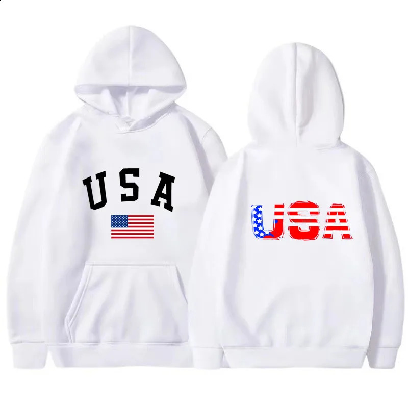 Mens Female Hoodie Harajuku USA pattern Y2K Street Fashion Trend Spring Autumn Fleece Top Unisex Clothing 240910
