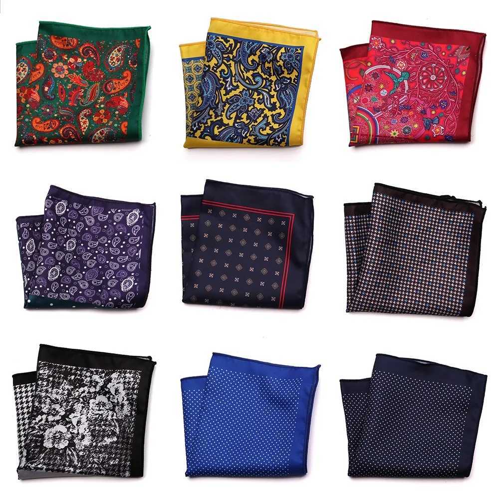 Tailor Smith New Designer Pocket Square Printed Microfiber Paisley Checked Fashion Handkerchief Dot Paisley Floral Stye HankyX240921