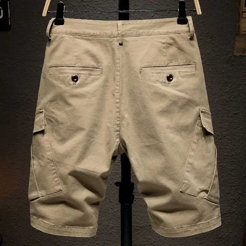 Mens Cargo Shorts Wide With Zipper Khaki Male Short Pants Loose Baggy Casual Y2k Vintage 2024 Fashion Clothing WholesaleX240921