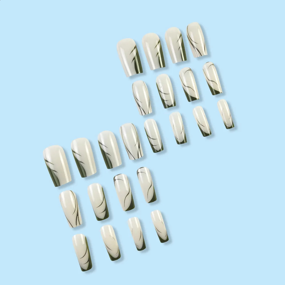 24Pcs Short Square False Nails With Jelly Adhesive Glitter Gradient Detachable Fake Fingernails Full Cover Press On Nails 240914