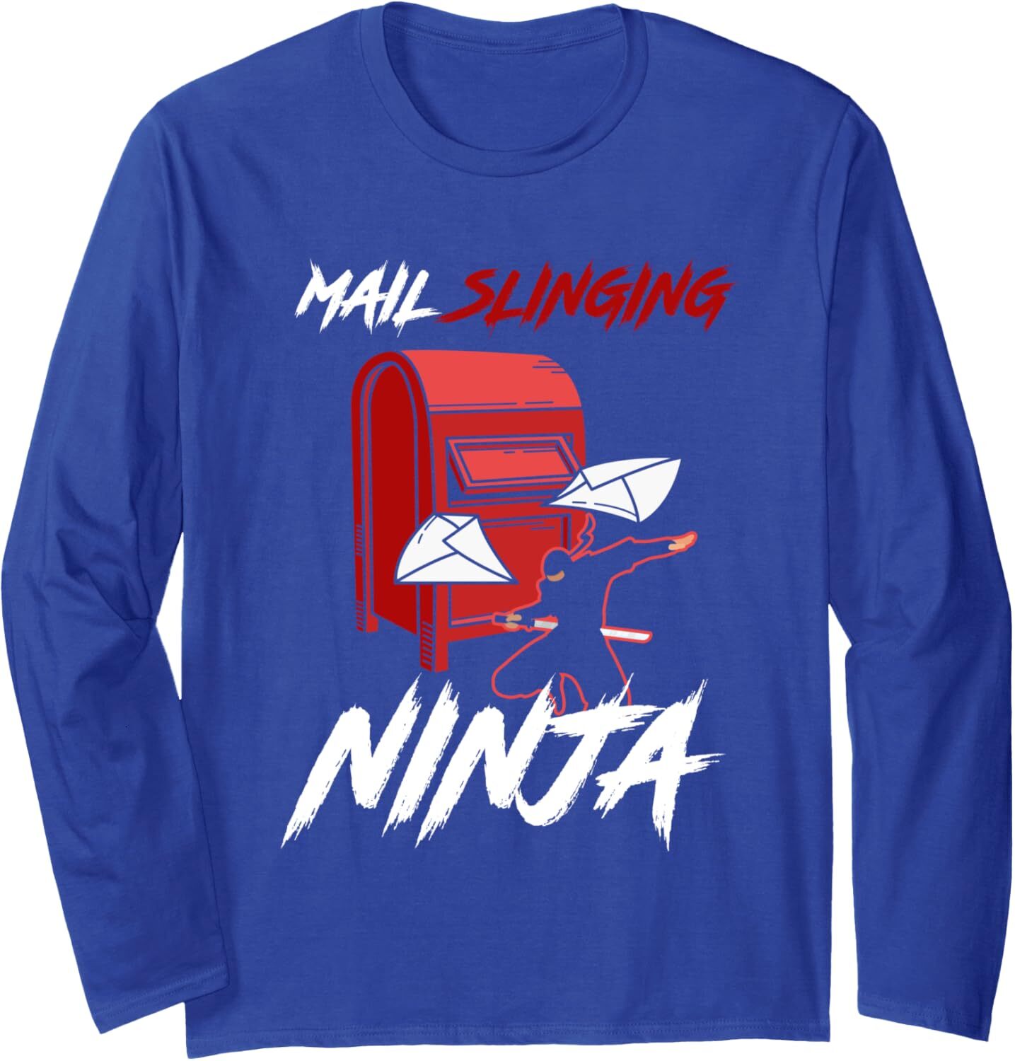 Long Sleeve Shirts for Men sweatshirt Funny Mail Slinging Ninja Mailbox Postal Service Mailman Long Sleeve Tee Streetwear Casual tops clothes