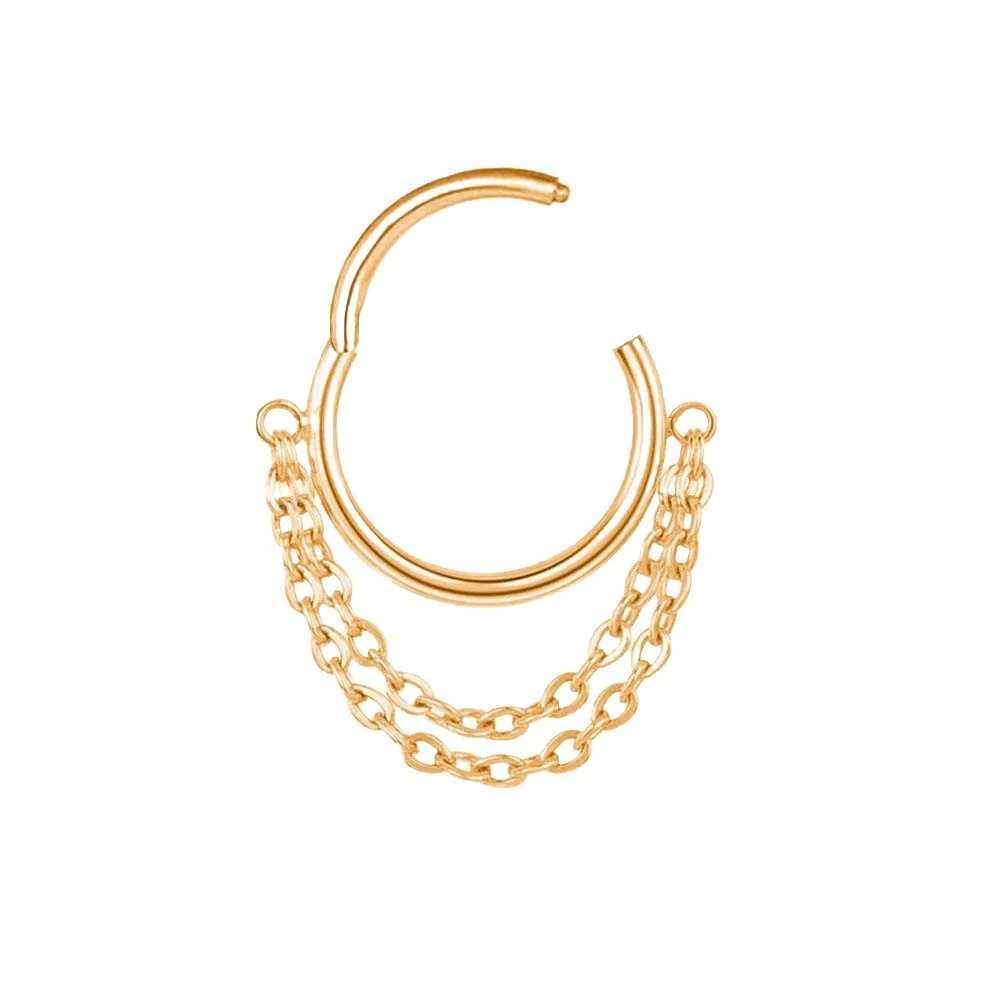 Titanium Steel Circle Pendant Tassel Women Girl Zircon Tragus Ear Hoops Cartilage Daith Septum Piercing Earrings Helix Jewelry Y240921