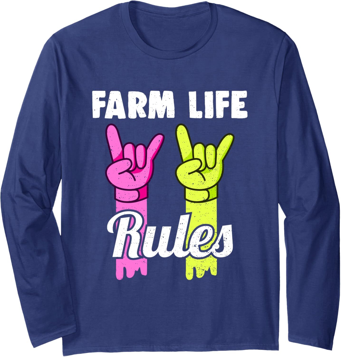 Long Sleeve Shirts for Men sweatshirt Vintage Farming Life Rules Rock Rool Chick Funny Farm Gift Long Sleeve Tee Streetwear Casual tops clothes