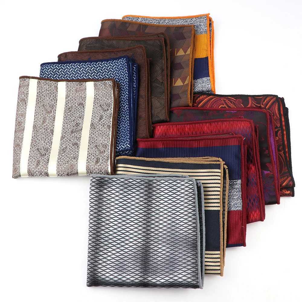Polyester Paisley Handkerchief Brown Pocket Square Hanky For Men Wedding Party Daily Wear Shirt Suit Decoration Accessories GiftX240921