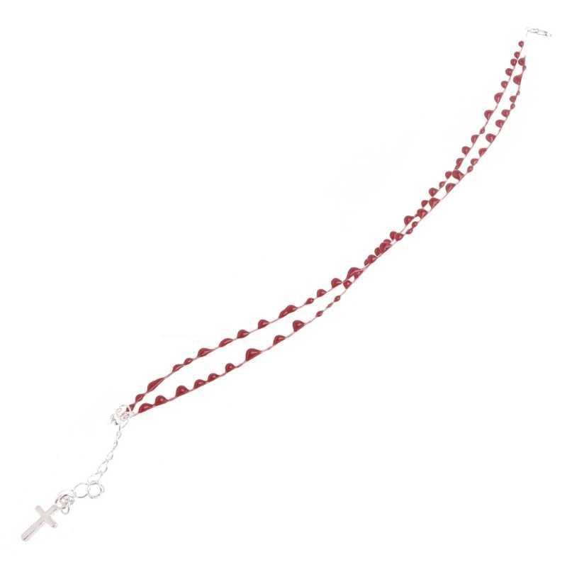 Blood Drop Bracelet Handmade Blood Bead Single/Double Layer Bracelet Adjustable Bracelet with Pendant for AdultX240921