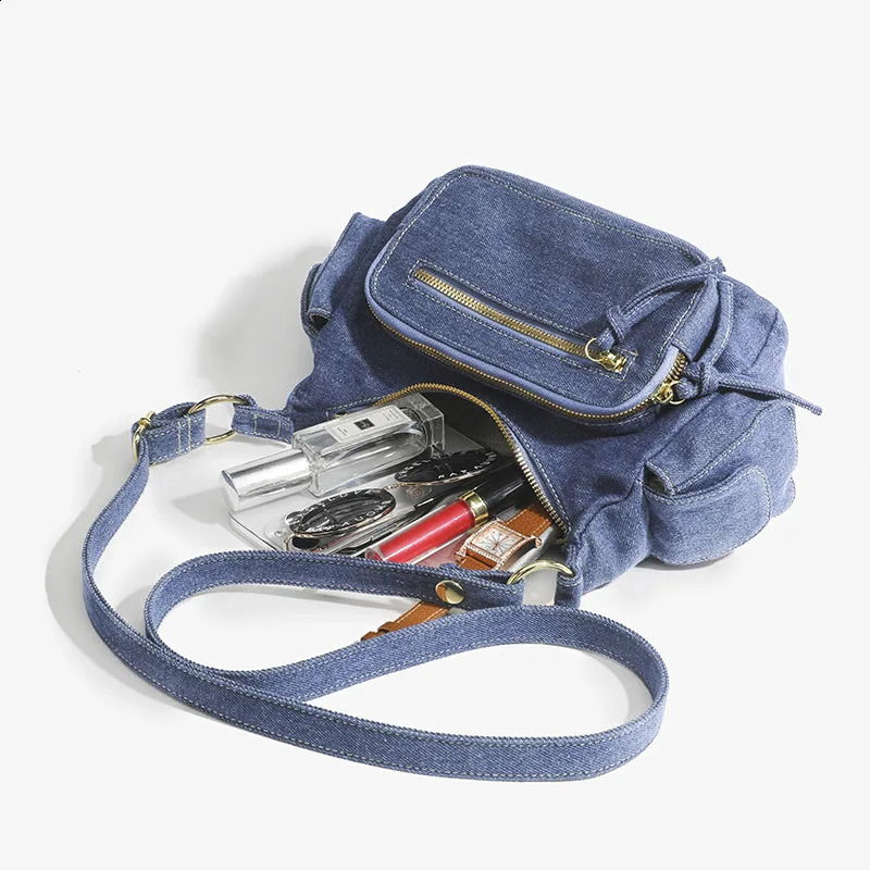 Jamhoo Womens Multi Pocket Shoulder Bag High Quality Denim Casual Cross Versatile Handbag Bolsa 240919