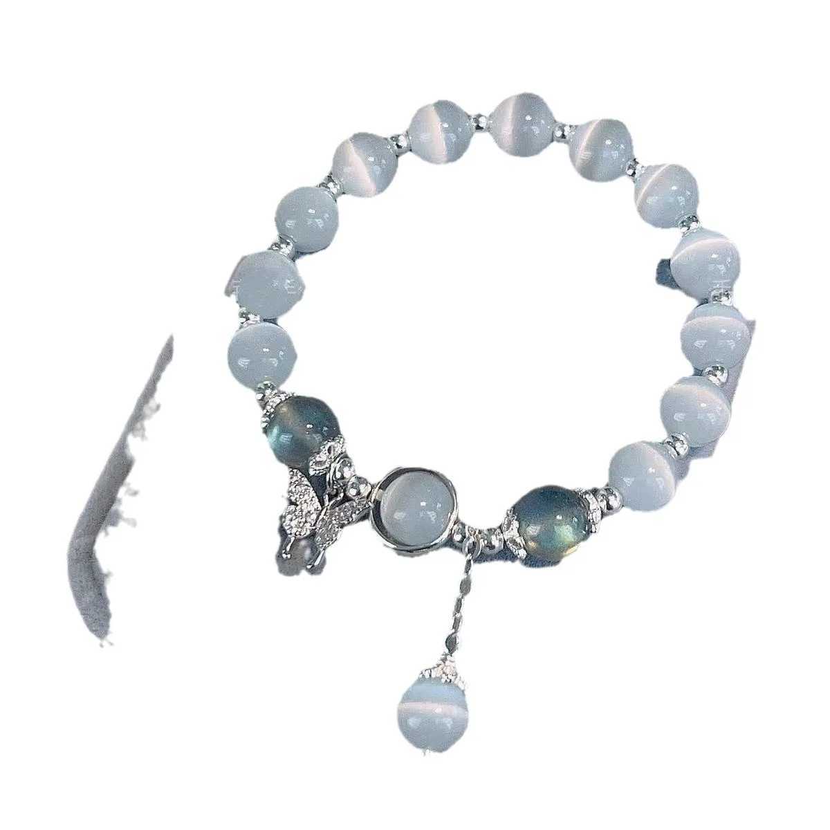 Imitation Opal Crystal Beaded Bracelet Fashion Light Luxury Elastic Bangle Simple Wrist Chain for Girl Women Jewelry AccessoriesX240921