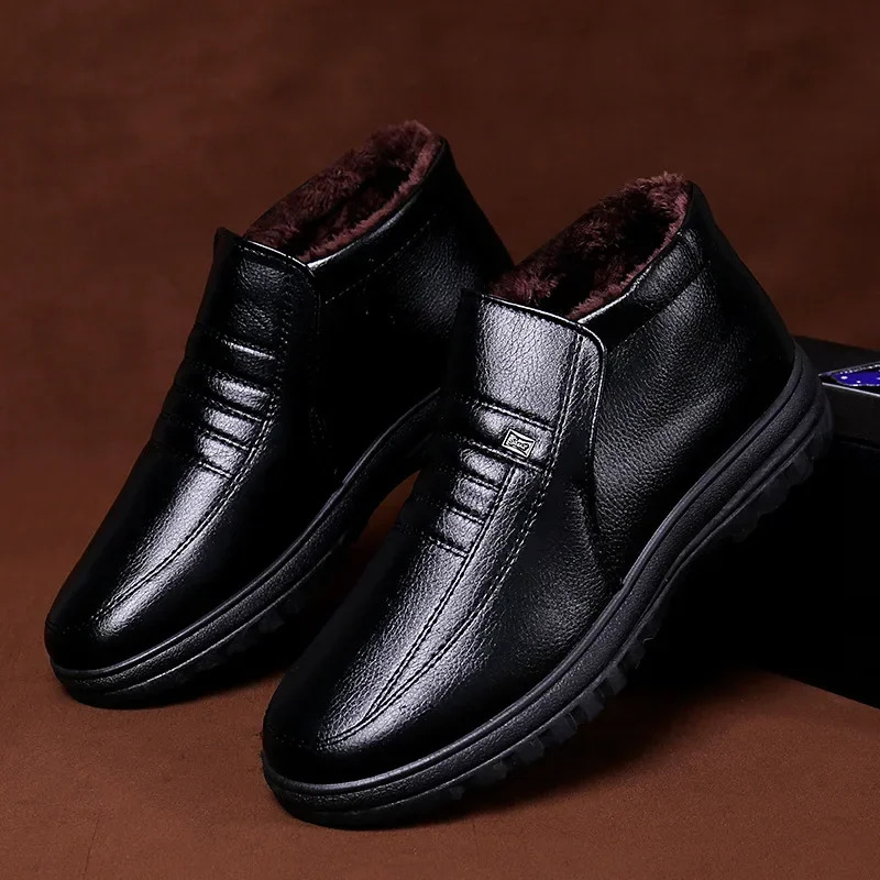 2024 New Designer Shoes Free Shipping Waterproof Men's Casual Leather Flannel High Top Outdoor Men's Work Shoes Winter Warm Shoes