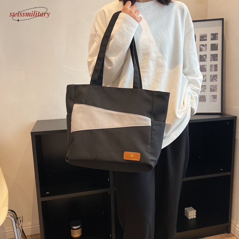 Work commuting large capacity canvas hand-held cloth single shoulder tote bag, autumn and winter feminine style new bag #19 Swissmilitary