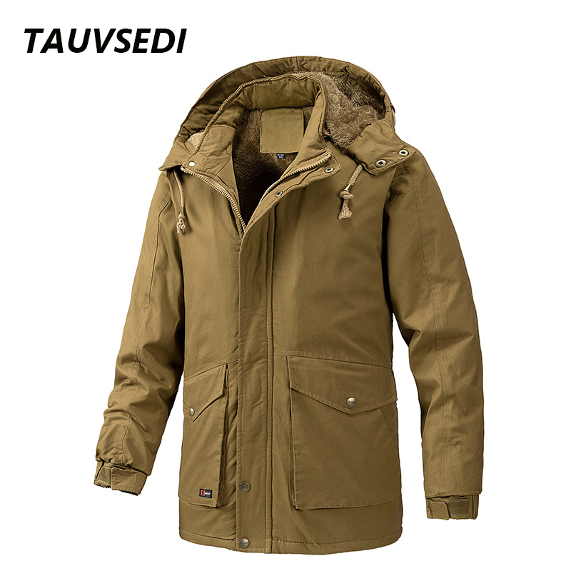 Warm Long Parkas Winter Fleece Thick Windproof Solid Military Jacket Coat Men Hooded Casual Parka High Quality Jackets Male