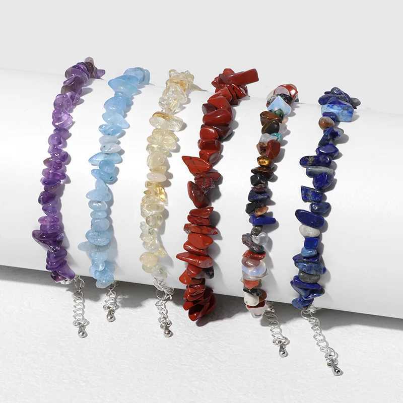 Natural Quartz Crystal Bracelet Irregular Natural Stone Bead Chip Jewelry Amethysts Aquamarines Citrines Bracelets for WomenX240921