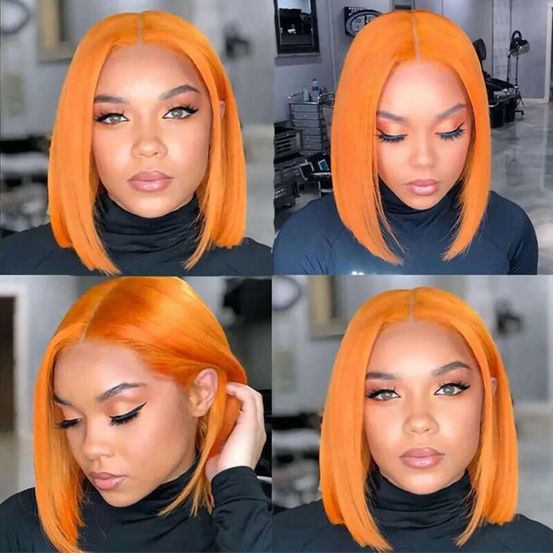 Front Short Bob Wig Indian #350 13X4 Straight T Part Lace Transparent Frontal Wigs Human Hair For Black Woman