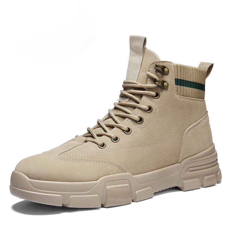 Winter high top cotton new style with plush warm and fashionable black Martin boots lace up casual single shoes for men