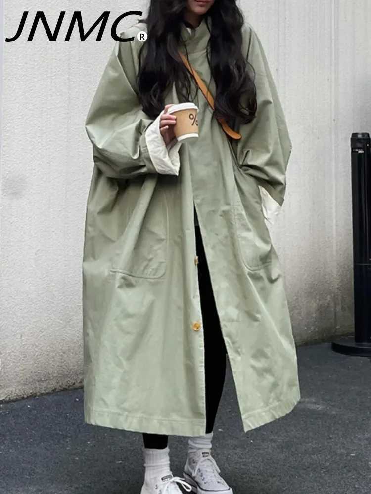 JNMC Fashionable And Simple Solid Color Single Breasted Lapel Long Sleeved Trench Coat For Women 2024 Spring Autumn New ItemX240921