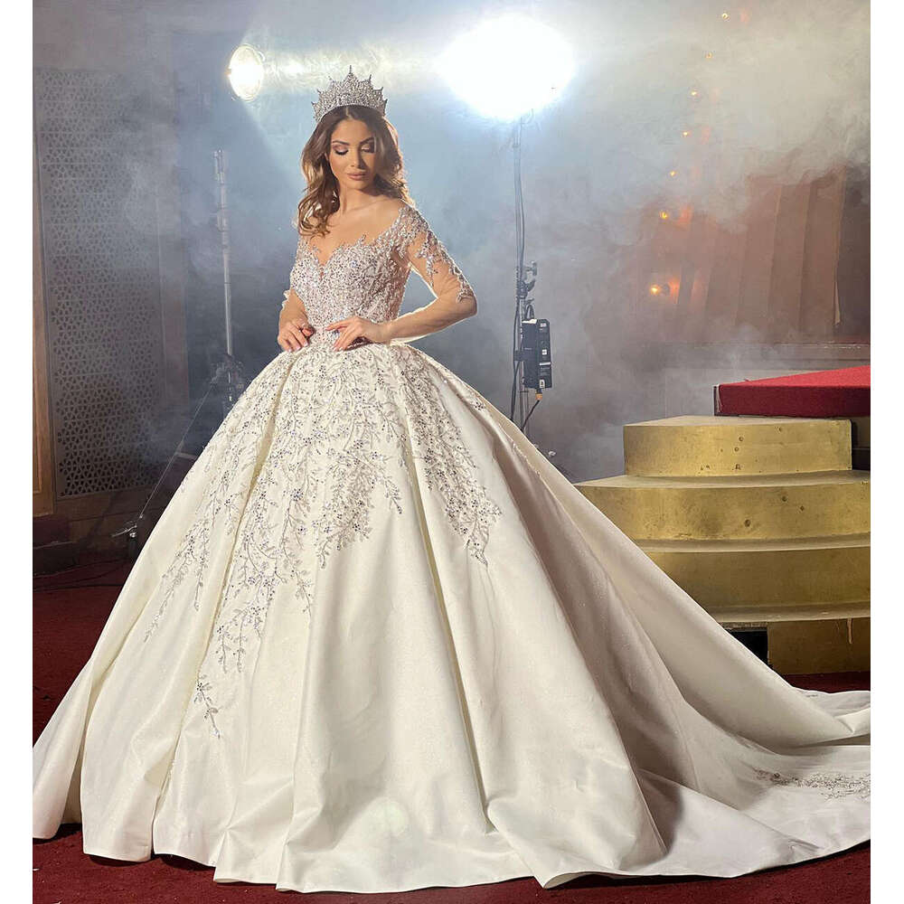 Romantic Sheer Neck Wedding Dresses Illusion Long Sleeves Bridal Gowns Custom Made Lace Appliques Vestido De Novia