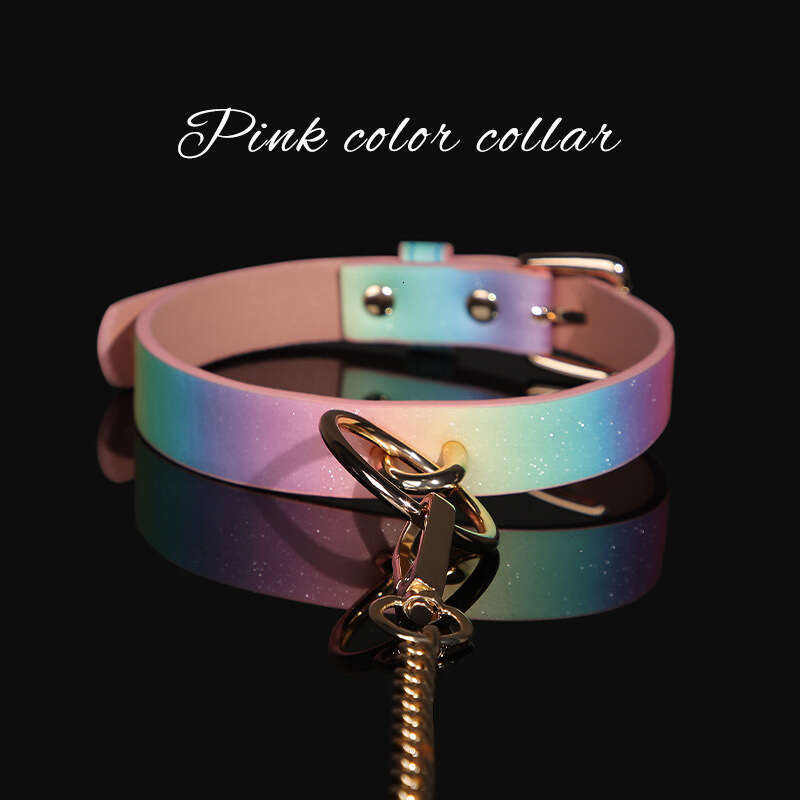SM Sex Props PU Binding Neck Set Female Dog Training Color Traction Chain Collar Alternative Adult Products Hair Replacement