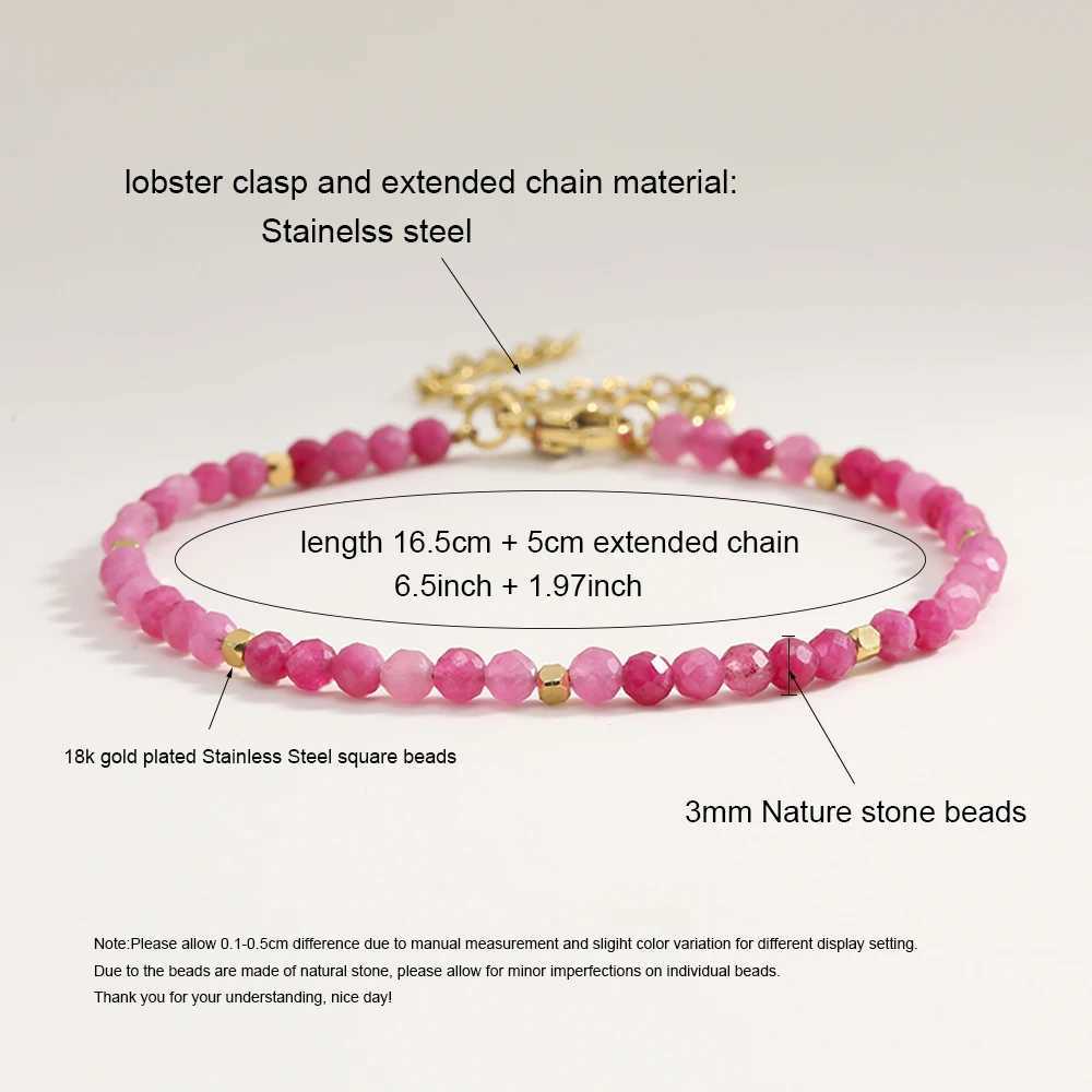 Muliti-color 3mm Faceted Nature Stone Beaded Bracelet For Women Shiny Stainless Steel Square Spacers Exquisite Party GiftX240921