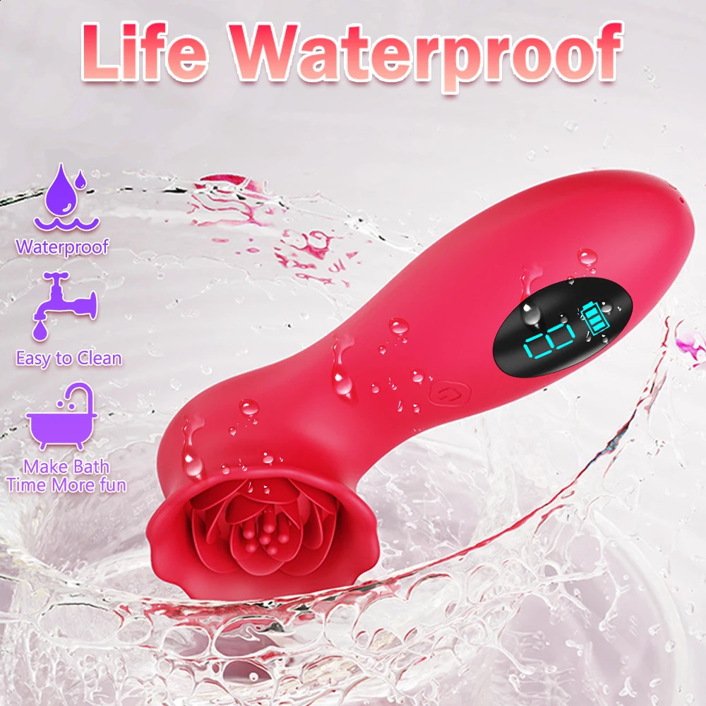 Rose G-Spot Vibrator Female Nipple Massager Glans Clitoris Stimulator Battery Display Vibrating Maturbator Sex Toys for Adult 240914