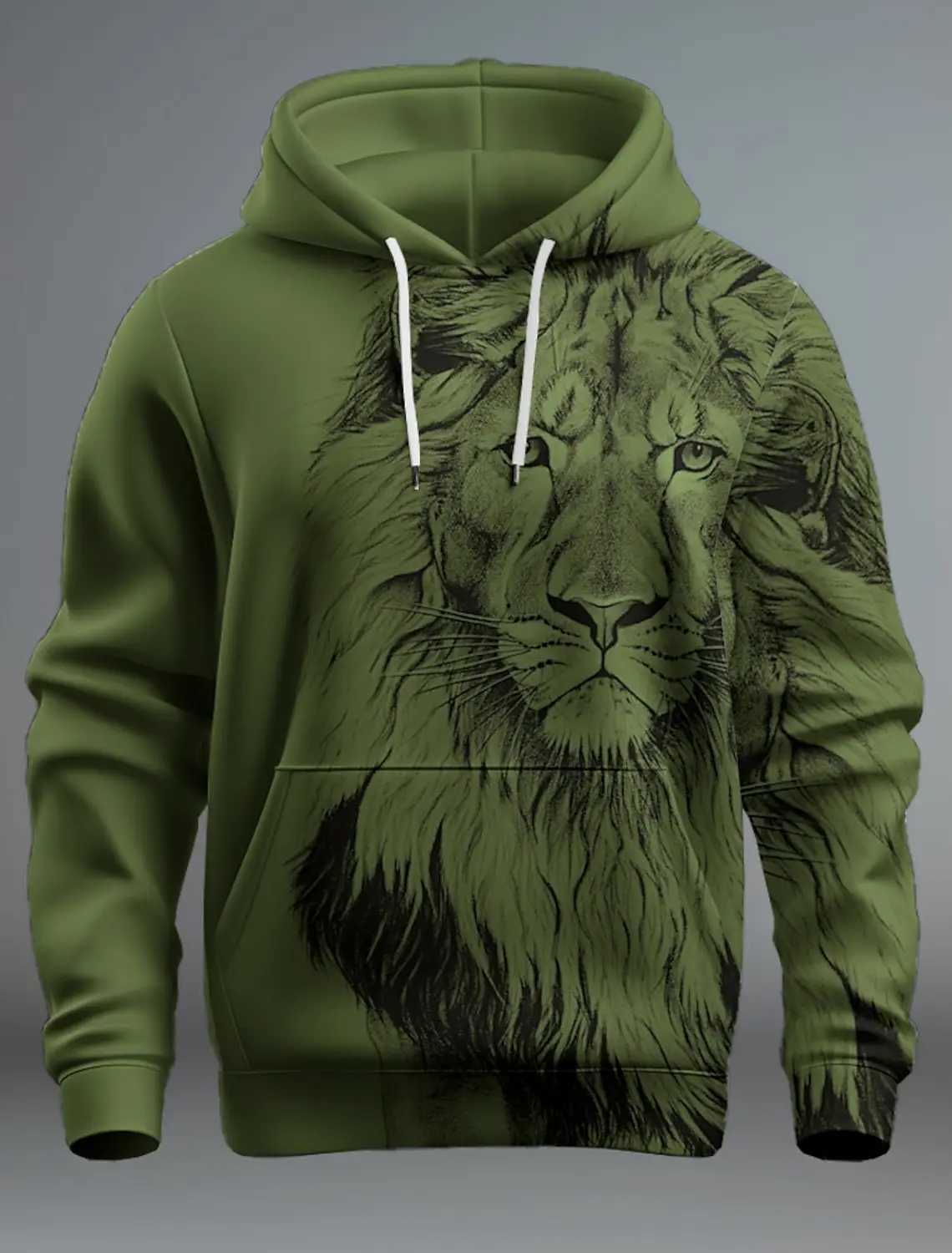 New Shape Lion Mens Fashion 3D Printed Hoodie Street Clothing Hoodie Long Sleeve Printed Front Pocket Spring Hoodie Sportswear W240921