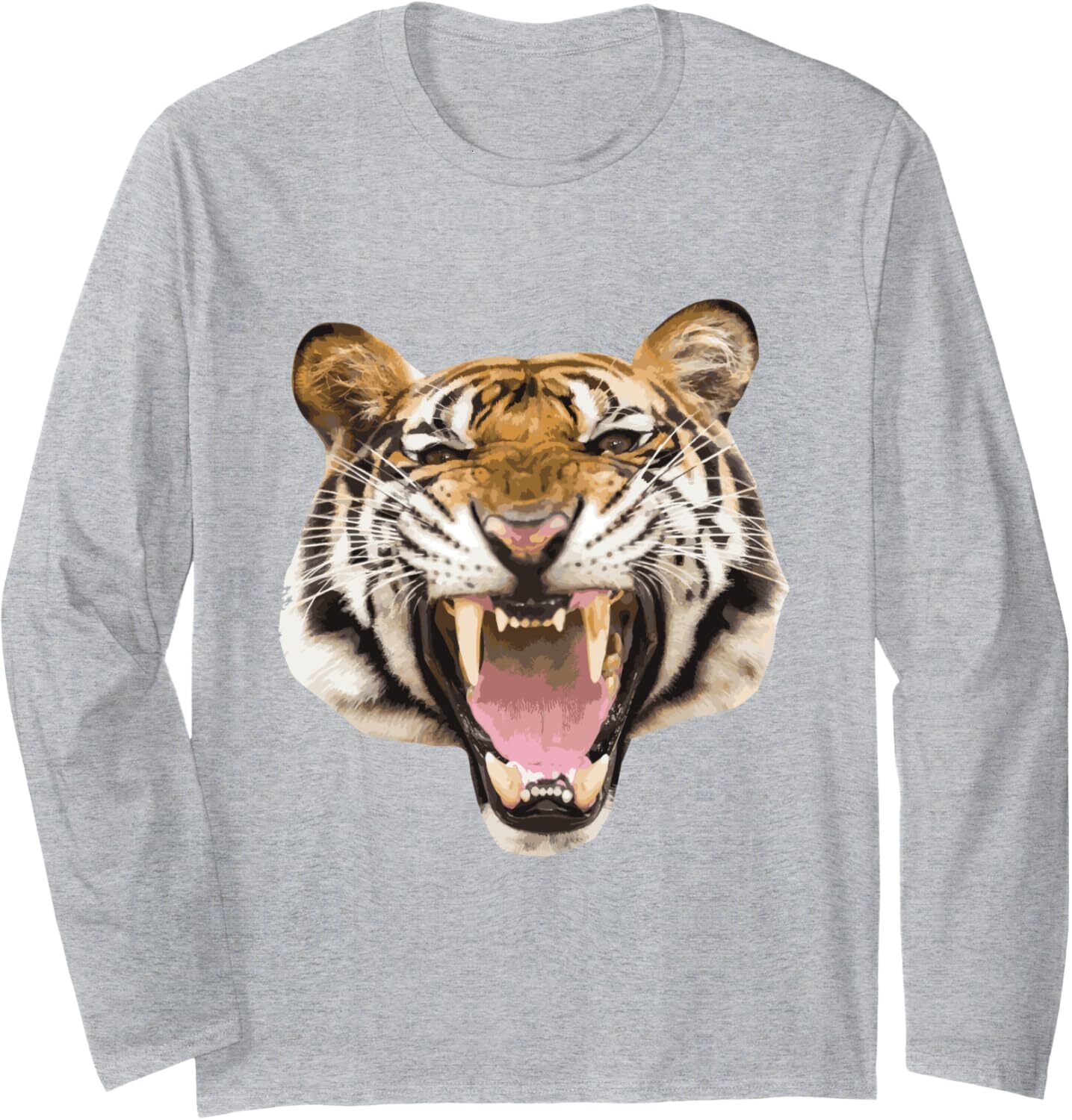 Long Sleeve Shirts for Men sweatshirt Realistic Tiger Roaring Face Animal Lovers Gift Long Sleeve Tee Streetwear Casual tops clothes