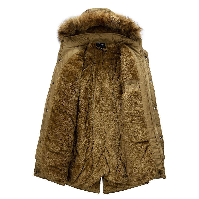 2023 Winter Warm Parkas Windproof Fleece Thick Jacket Men Fashion Fur Collar Hooded Coat Classic Casual Brand Parka Man