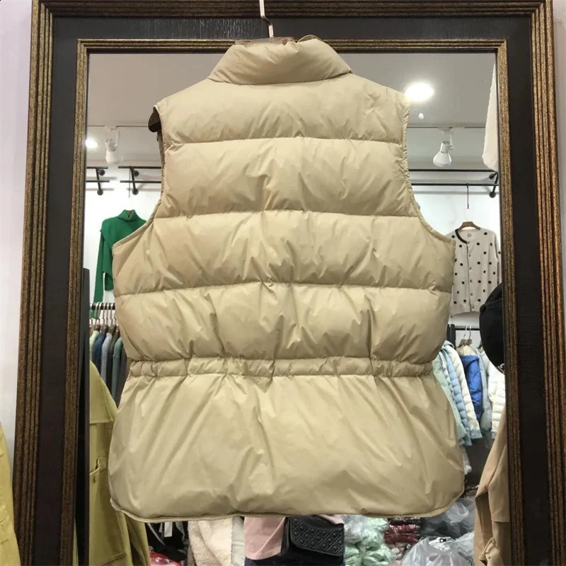 High quality down jacket for women waist support collarless womens top 240918
