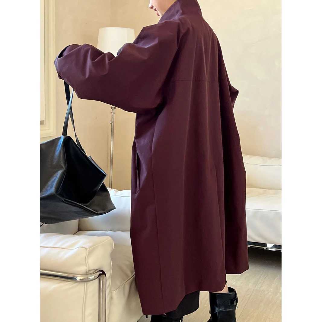2024 Women Autumn Cotton Long Trench Coat Stand Collar Women Fashion Coat Casaco Feminino New Trench FemmeX240921
