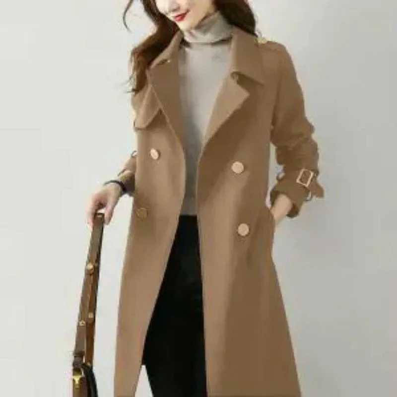 Elegant Double Breasted Long Trench Coats Casual Classic Gabardina Abrigos Chic Jacket 5xl Windbreaker Belt Streetwear CasacosX240921