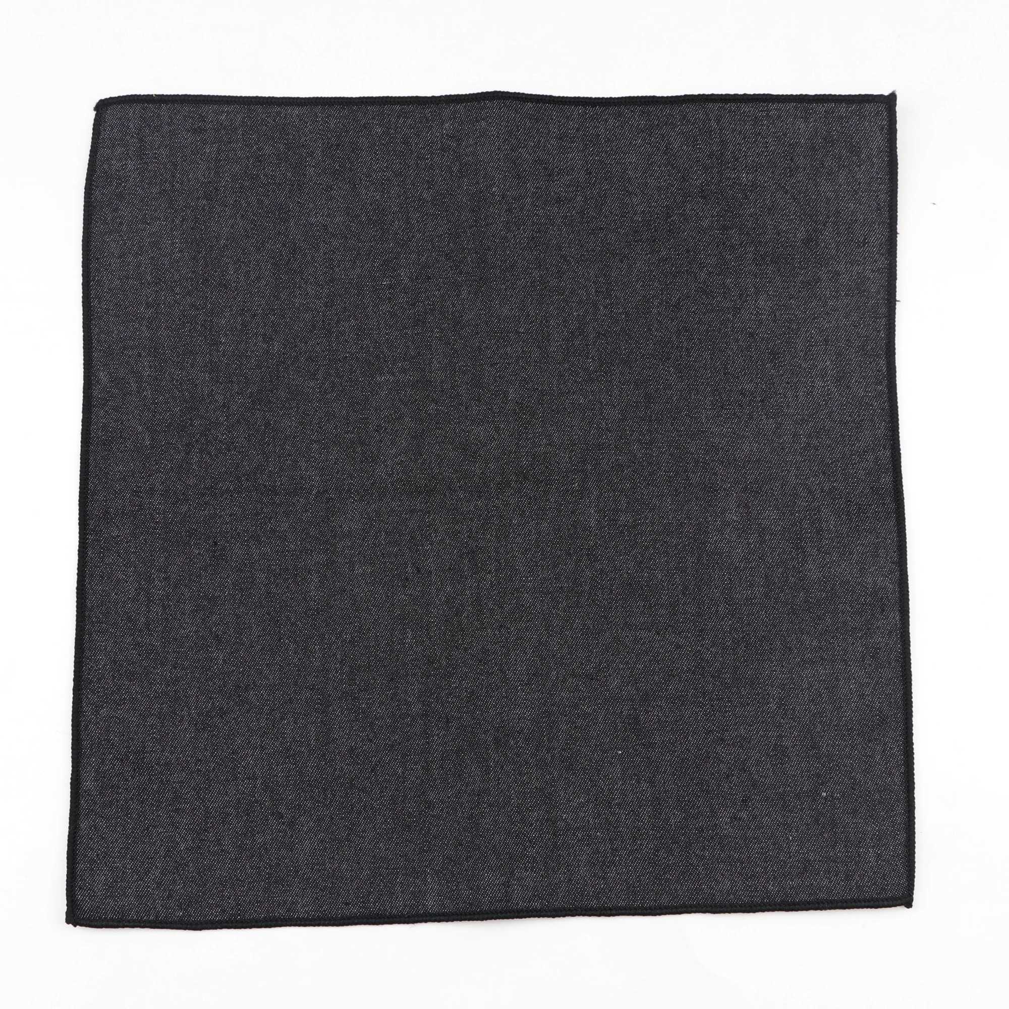 Solid denim cotton handle woven white black and blue pockets square mens casual pocket handkerchief W240921