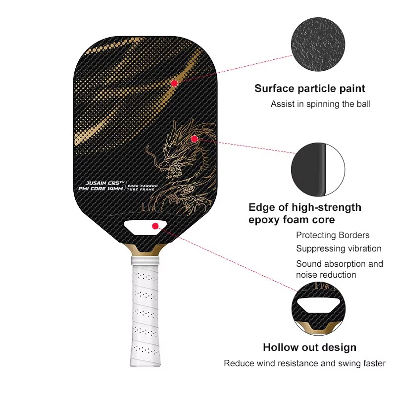 T700 Carbon Fiber Pickleball Paddle Lightweight 14MM PP Honeycomb Core thermoformed Integrated Dragon Pattern