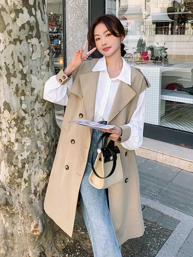LANMREM Designer 2 Pieces Set For Women Lapel Single Breasted Shirt Sleeveless Casual Belt Trench Coat 2023 Summer New 2YA3442X240921