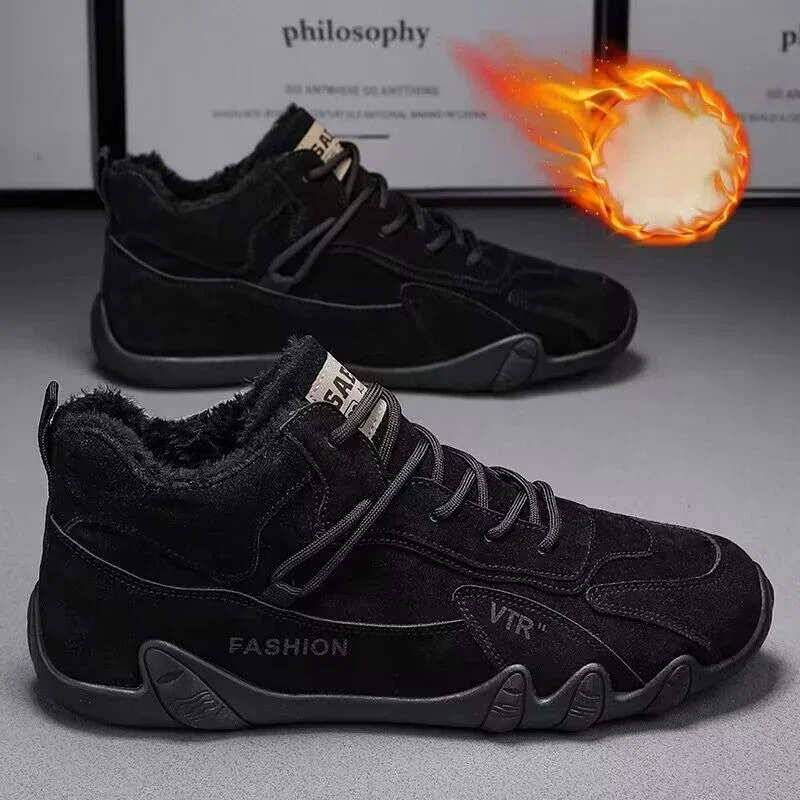 Designer shoes new classic retro men's 2024 new winter plush warm and comfortable cotton trendy outdoor hiking work sports and leisure shoes snow