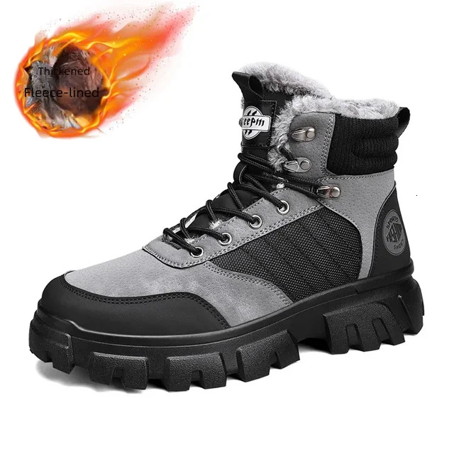 Free shipping designer shoes, new men's British wool cotton shoes, high cut thick sole warm snow lace up retro men's Martin boots, snow boot