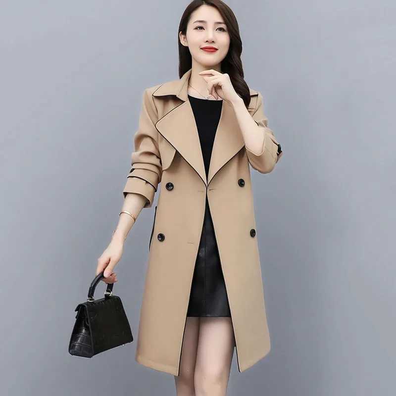 High-end Womens Casual Trench Coat Spring Autumn New Loose Lace-up Windbreaker Jacket Fashion Female Long Parker Overcoat 4XLX240921