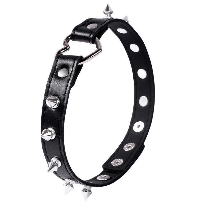SM Sex Props Punk Style Black Rivet Collar PU Neck Cover Female Slave Training Alternative Adult Products Hair Collection