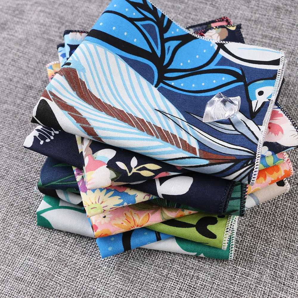 Advanced brand silk Kerchief mens floral print formal party pocket square handle set W240921