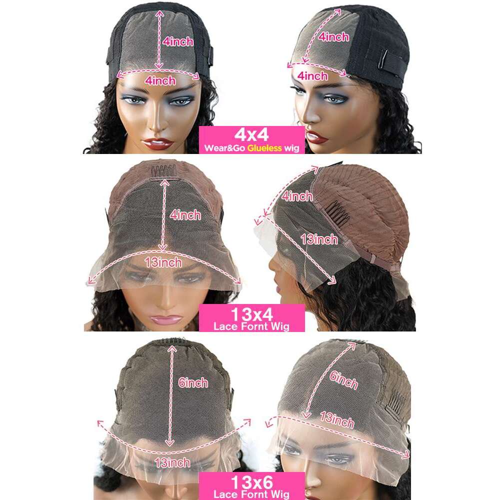 13x6 Deep Wave Frontal 100% Glueless Brazilian Curly Human Hair Wigs 4x4 HD Lace Front Closure Wig