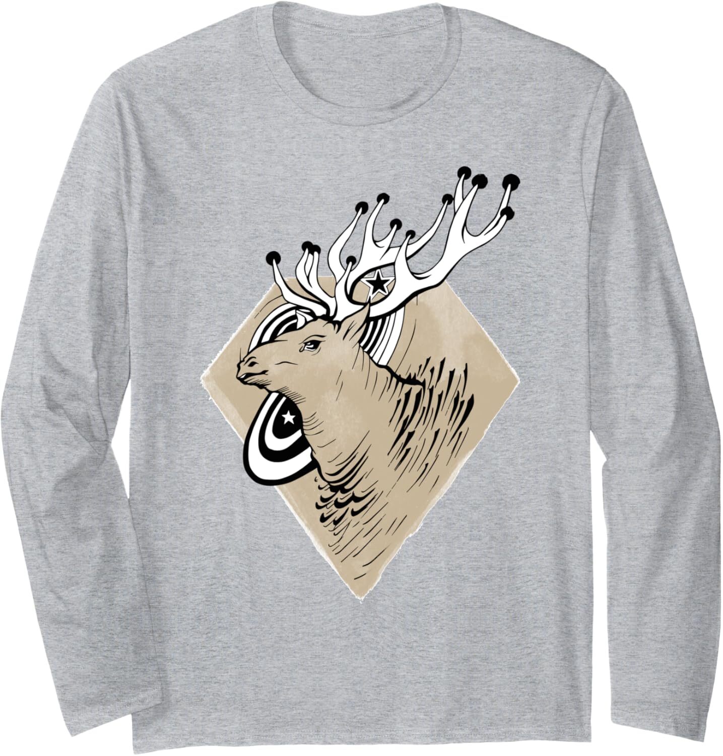 Long Sleeve Shirts for Men sweatshirt Artwork Side Face Deer Outdoor Wildlife Gift Long Sleeve Tee Streetwear Casual tops clothes fashion