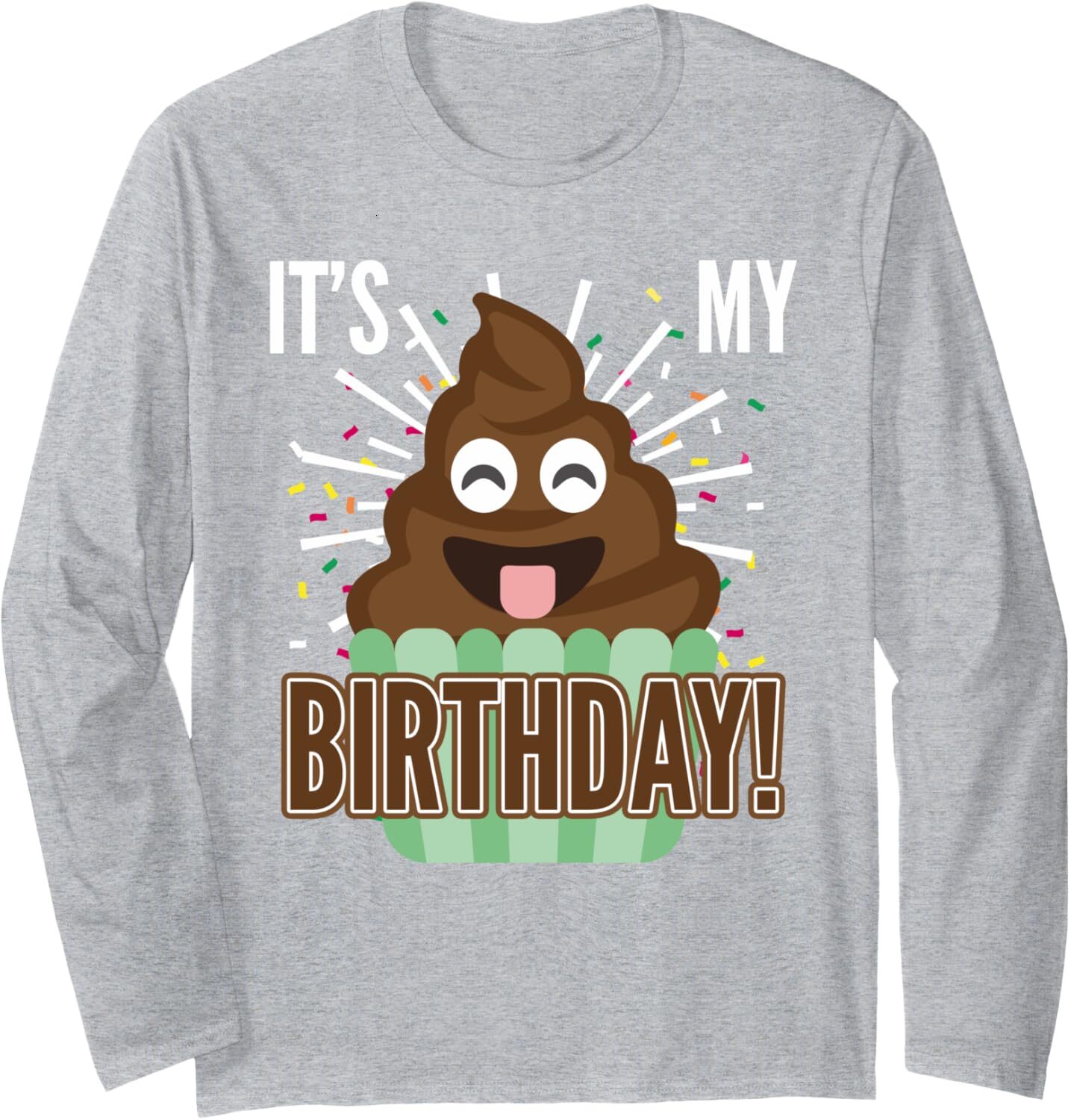 Long Sleeve Shirts for Men sweatshirt Its My Birthday Funny Smile Stink Cupcake Gift Long Sleeve Tee Streetwear Casual tops clothes