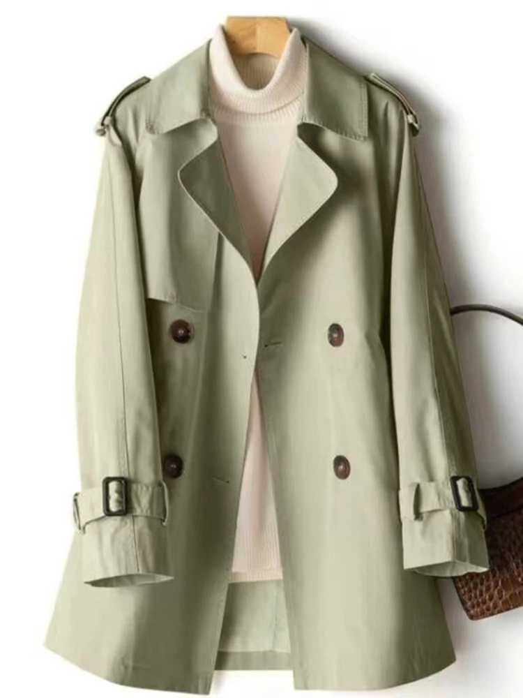 Windbreaker Womens Medium Length Versatile 2024 Spring and Autumn New Korean Waist Jacket Trench Coat for Women CoatX240921