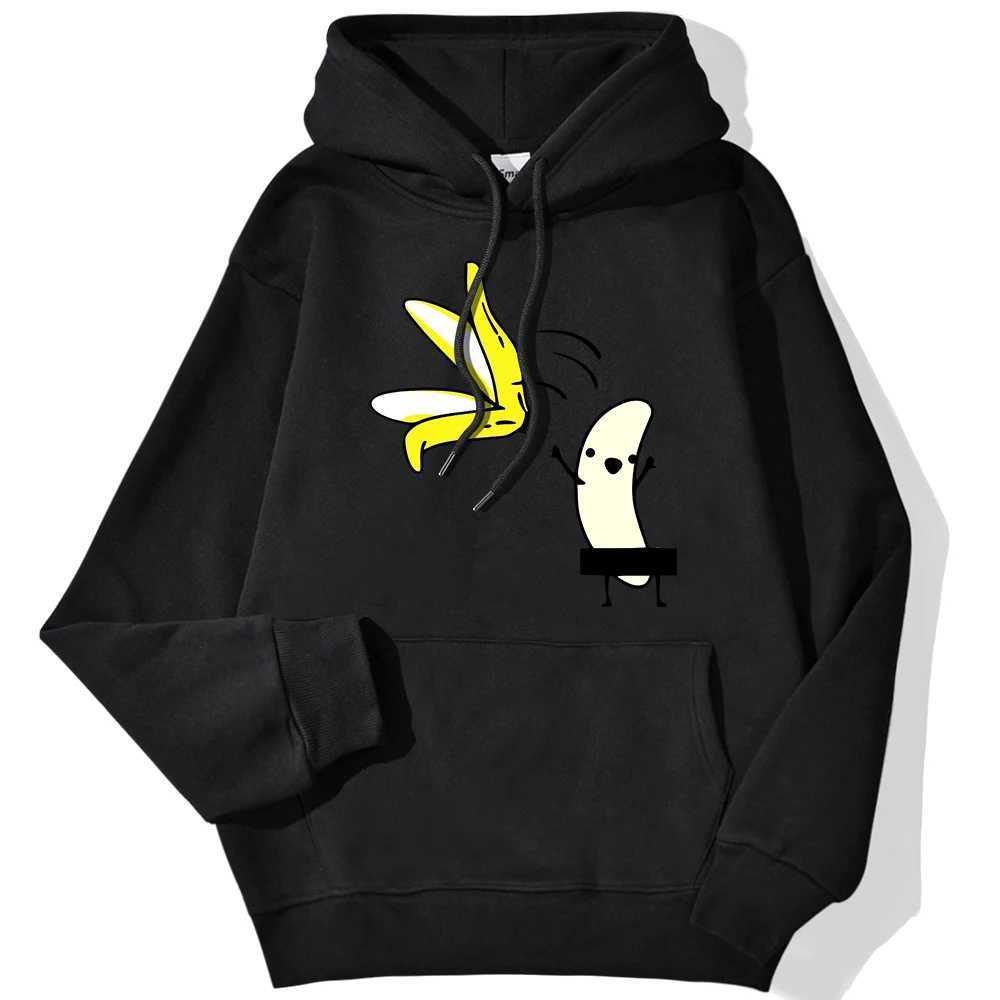 Street ladies hoodies lets take off banana peels fun prints comfortable and warm sportswear cute streetwear for women W240921