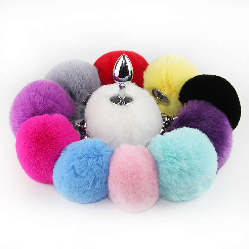 Sex toys SM props hair ball anal plug backyard development and training plush metal anal plug alternative adult products