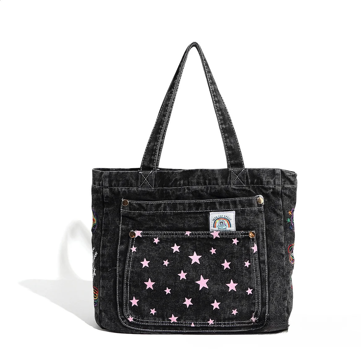 large capacity handbags denim bags commuting for work and shoulder 240919