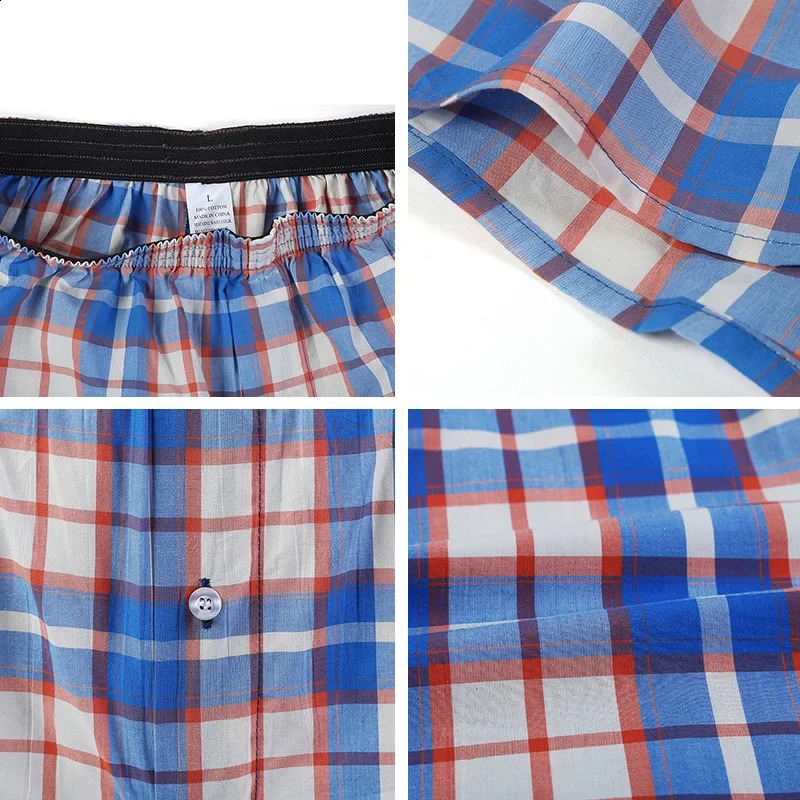 5 pieces/batch Boxer mens thin summer underwear shorts casual plain weave elastic waistband button mens boxing underwear woven shorts 240921
