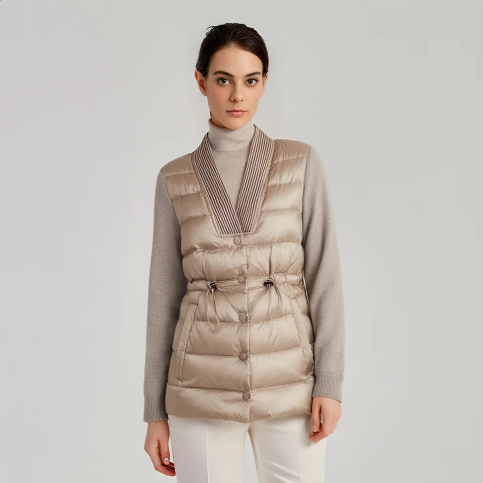 CA56 Clothing Vneck White Duck Down Jacket Womens Winter Inflatable Coat 240918